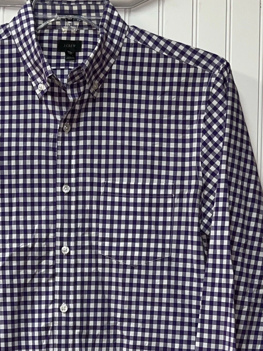 J Crew Purple Gingham Check Oxford Shirt M